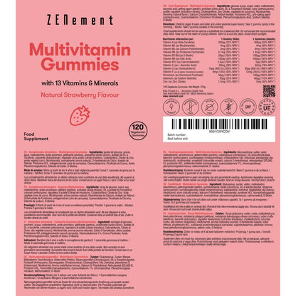 Multivitaminas gominolas, sabor natural a fresa, 120 gominolas