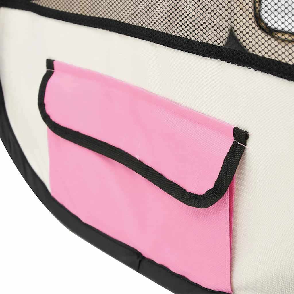 Parque De Perros Plegable Bolsa De Transporte Rosa 90x90x58 Cm_5
