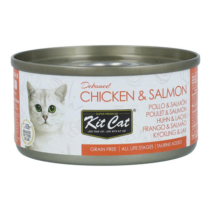 Kit Cat Lata Toppers - Pollo &amp; Salmón 80 g Comida húmeda para gatos en gelatina