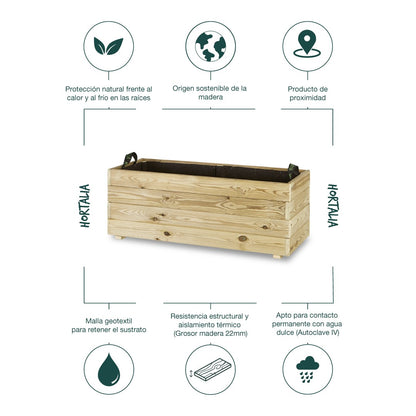 Jardinera Rectangular De Madera Tratada Para Exterior Ghio Hortalia 100x40x40 Cm_3