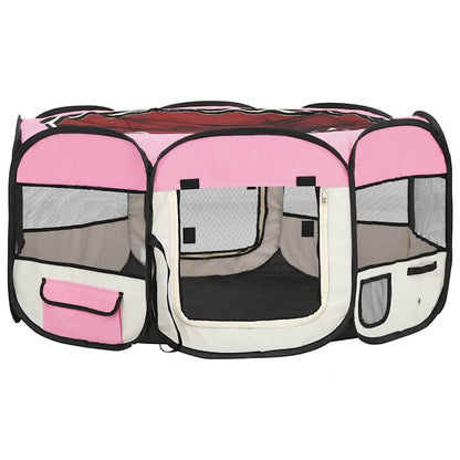 Parque De Perros Plegable Y Bolsa Transporte Rosa 145x145x61cm_0