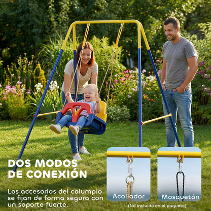 Aiyaplay Estructura De Columpio Infantil Plegable 2 Ganchos Carga 50 Kg Azul_5