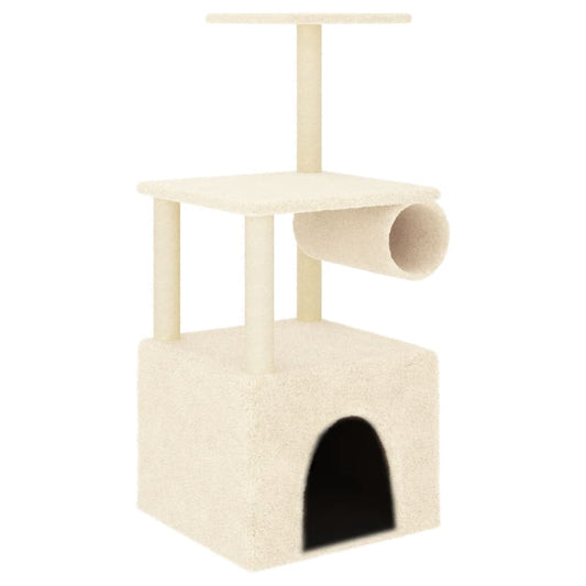 Rascador Para Gatos Con Postes De Sisal Color Crema 109,5 Cm_0