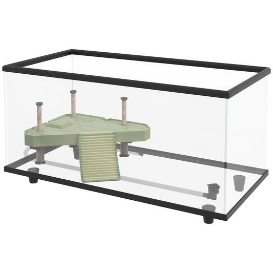 Acuario Para Tortugas Pawhut Vidrio Templado, Pp Transparente 60x30x32 Cm_0