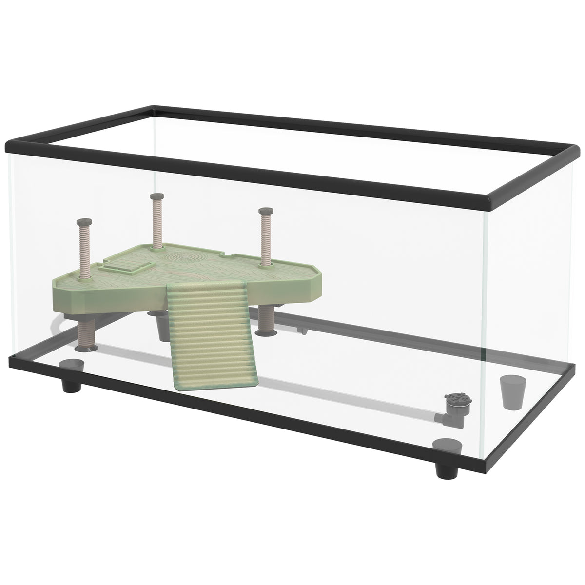 Pawhut Acuario Para Tortugas 50l Con Plataforma Rampa 60x30x32 Cm_0