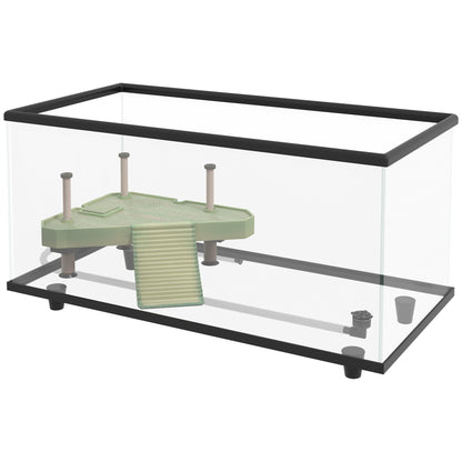 Pawhut Acuario Para Tortugas 50l Con Plataforma Rampa 60x30x32 Cm_0