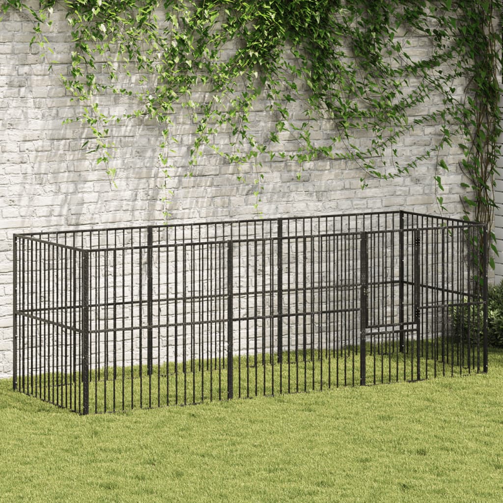 Corralito Para Perros Con 8 Paneles Acero Galvanizado Negro_1