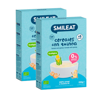 Pack 2x Papilla de cereales Sin Gluten con Quinoa Eco Smileat, 200g