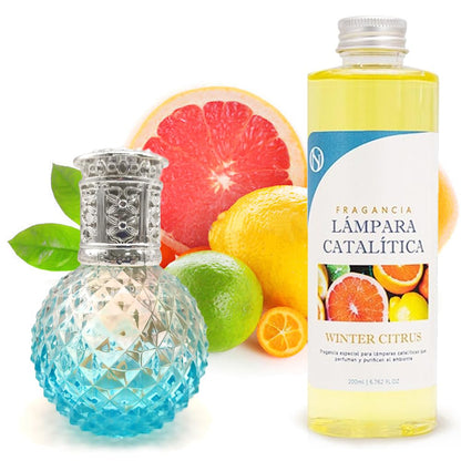 Lámpara Catalítica Blue Diamonds + Aroma Winter Citrus 500ml - Elimina Malos Olores, Impurezas Y Perfuma_0