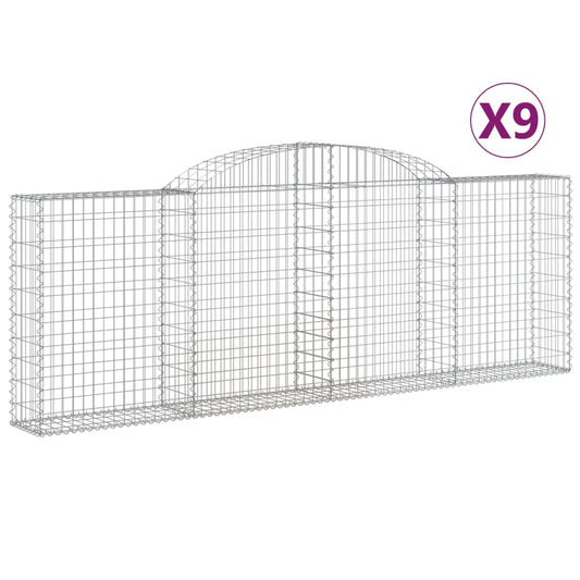 Cestas De Gaviones 9 Uds Forma De Arco Hierro 300x30x100/120 Cm_0