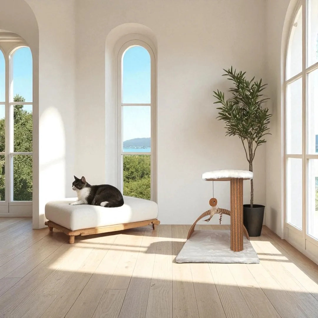 Poste Interactivo Para Gatos Estela Con Superficie De Corcho Natural Y Diseño Desmontable Althea Living 45x42x43cm_1