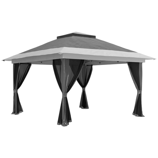 Outsunny Carpa Plegable 3,6x3,6 M Con 4 Paredes Laterales De Malla Anti-uv Gris_0