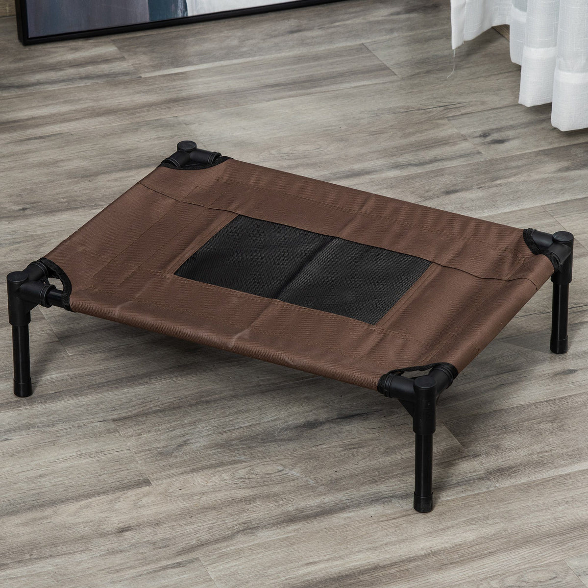 Pawhut Cama Elevada Perros Con Malla Transpirable Tela Oxford 61x46x18 Cm Marrón_1