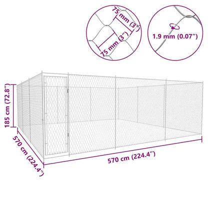 Perrera De Exterior De Acero Galvanizado 570x570x185 Cm_4