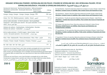 Espirulina En Polvo Bio - 250g | Superalimento Ecológico Vegano Para Batidos, Smoothies Y Zumos, Sin Azúcares Añadidos_1