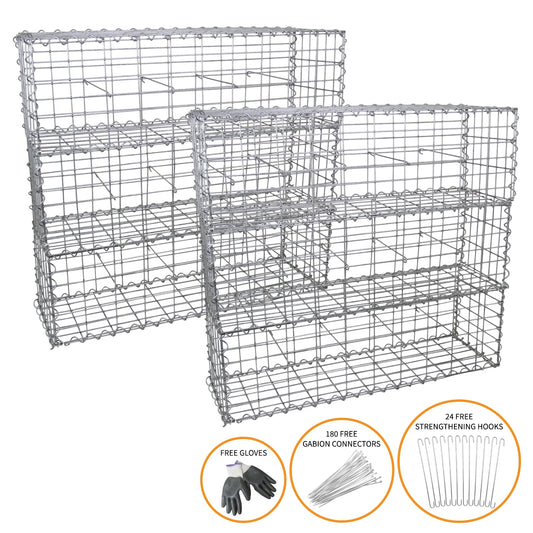 6 Cestas De Acero Galvanizado De Exterior Jaulas Para Decoración 100 X 30 X 30cm_0