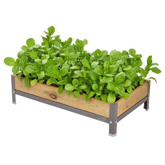Mi Huerto Urban Jardinera Elevada Madera Con Bandeja Recoge Aguas | Estructura Metálica | Gris | 90x60x26cm_0