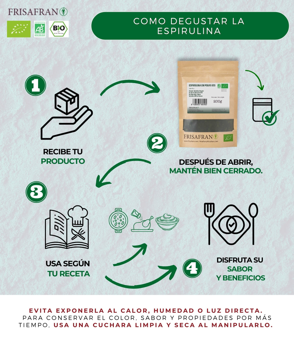 Espirulina En Polvo Ecológica - Calidad Y Sabor | Frisafran 200 G_2