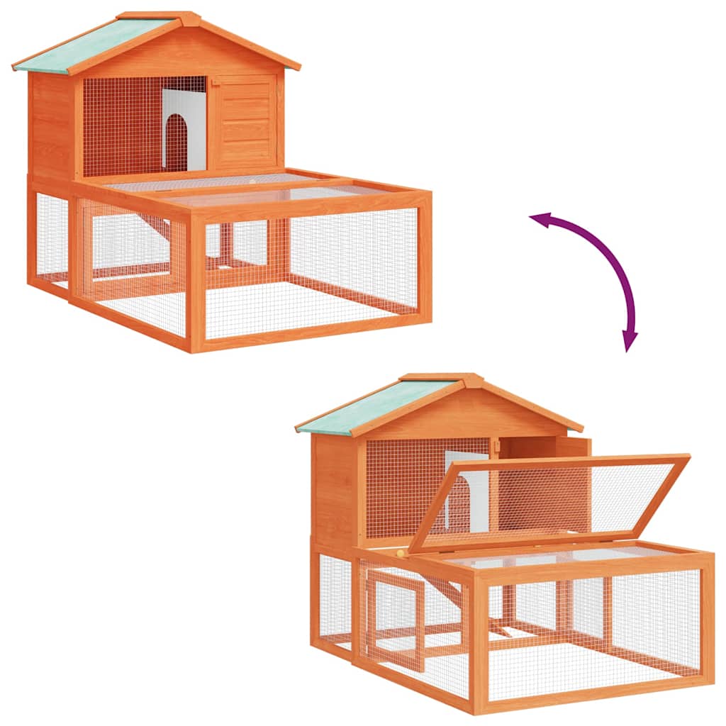 Conejera Jaula De Animales Con Patio Exterior Madera_5