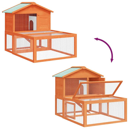 Conejera Jaula De Animales Con Patio Exterior Madera_5
