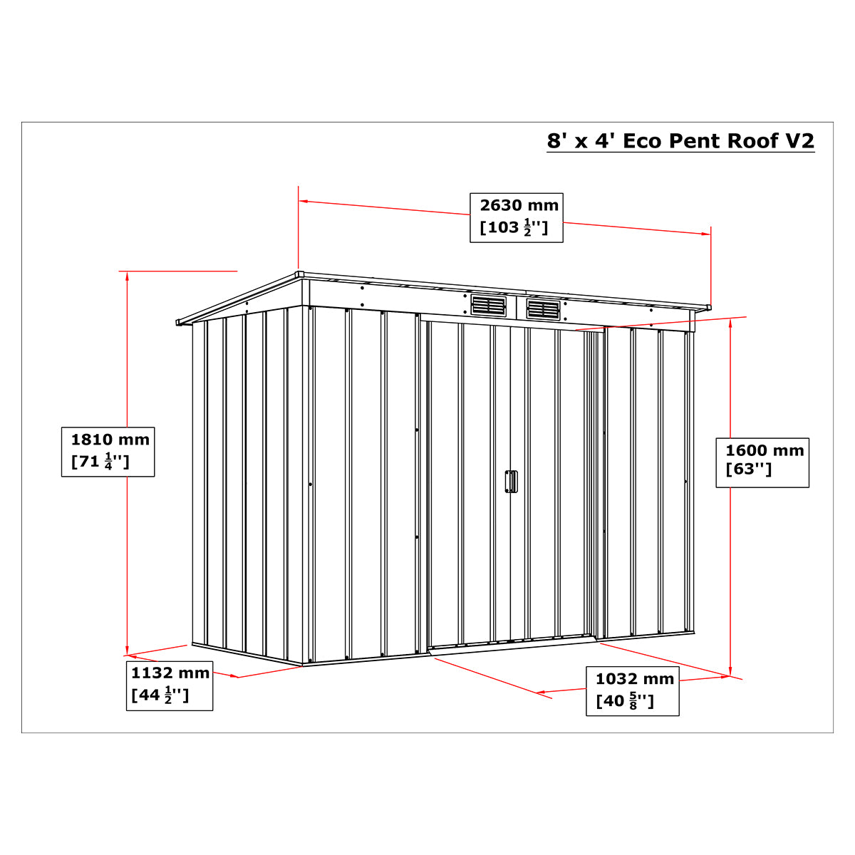 Duramax - Caseta Jardín - Eco Pent Roof 8x4 - Metal - Color Gris Antracita_2