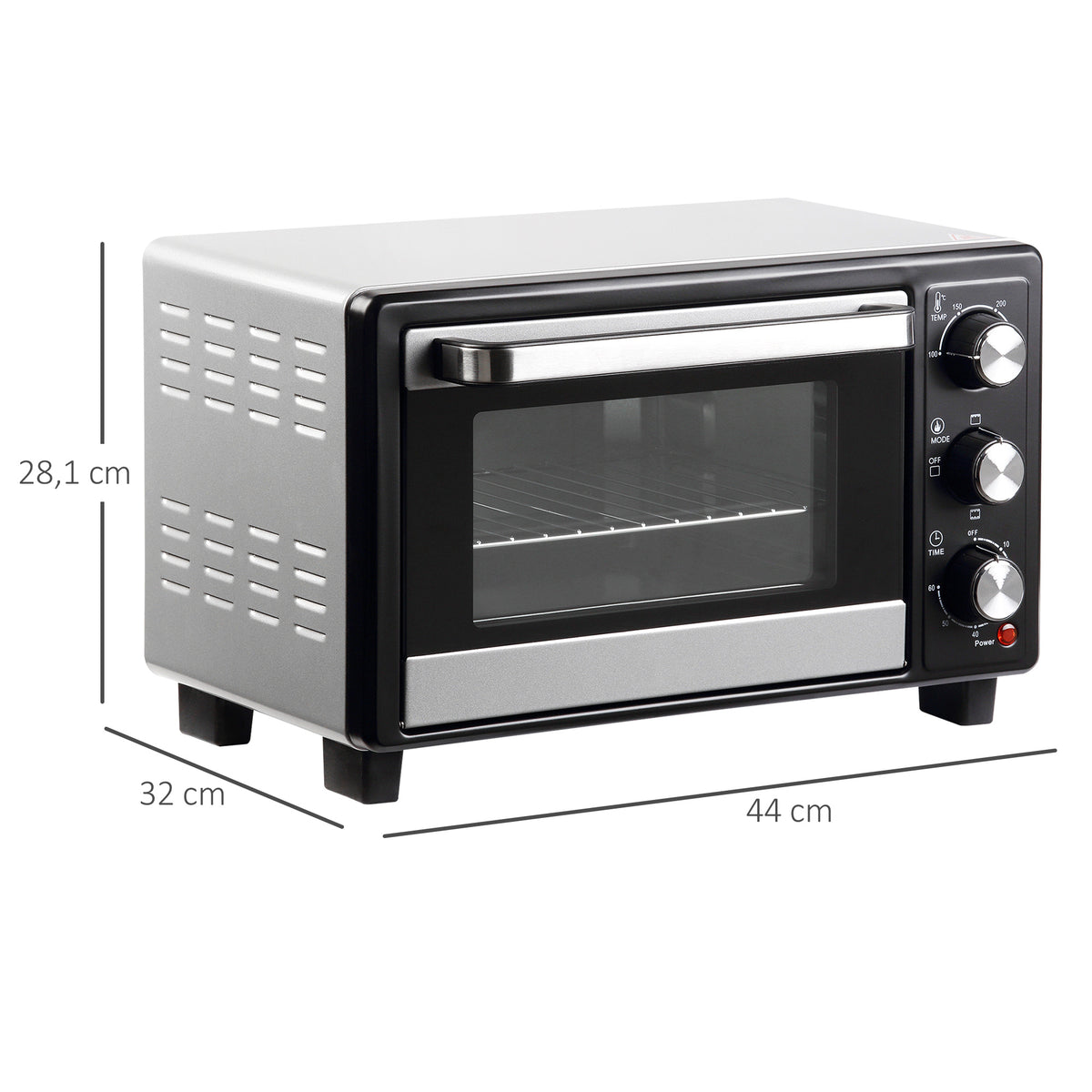 Homcom Horno Eléctrico De Sobremesa 16l 1400w Con 3 Modos De Calor Y Termostato_2