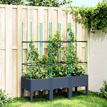 Jardinera Con Enrejado Pp Azul Gris 120x40x142,5 Cm_1