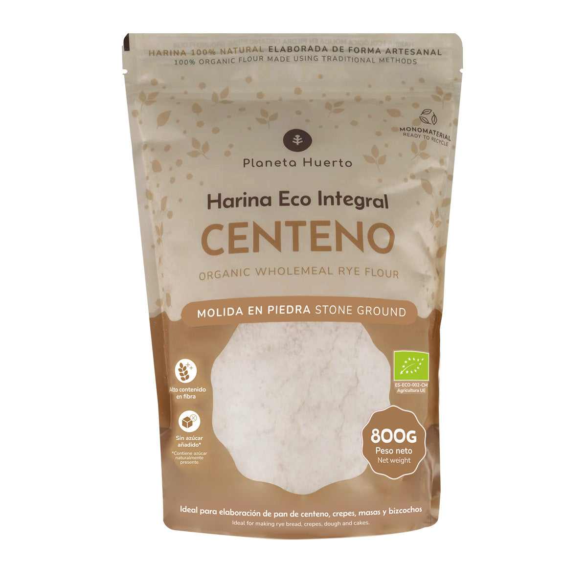 Harina Integral de Centeno Eco Planeta Huerto 800 g