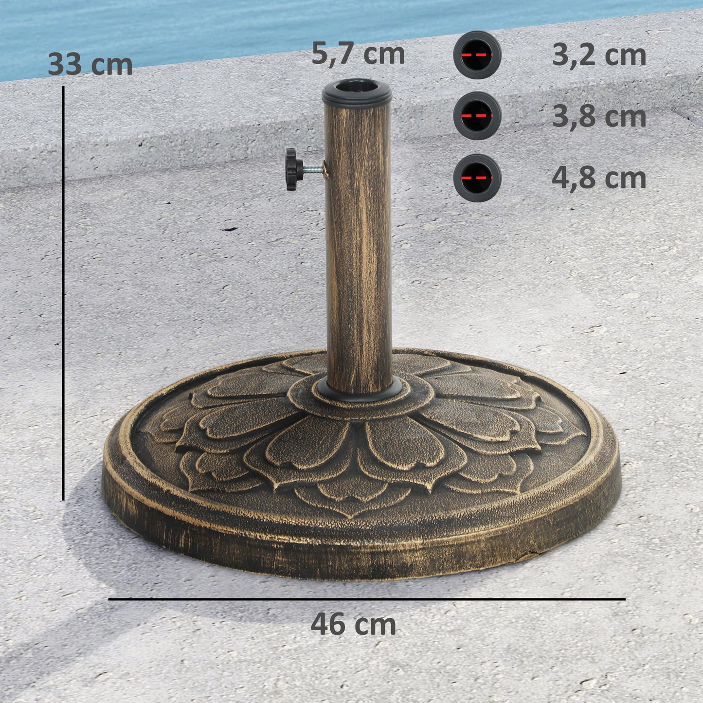 Outsunny Base Para Sombrilla Redonda Relleno De Cemento Peso 12 Kg Bronce_2