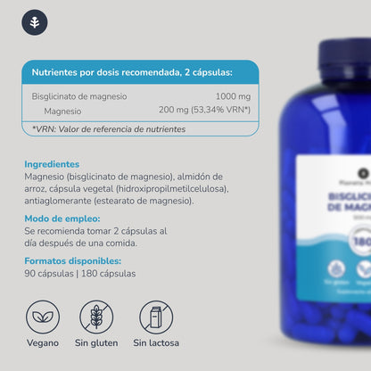 Pack 2xBisglicinato de Magnesio 500 mg Planeta Huerto 180 cápsulas