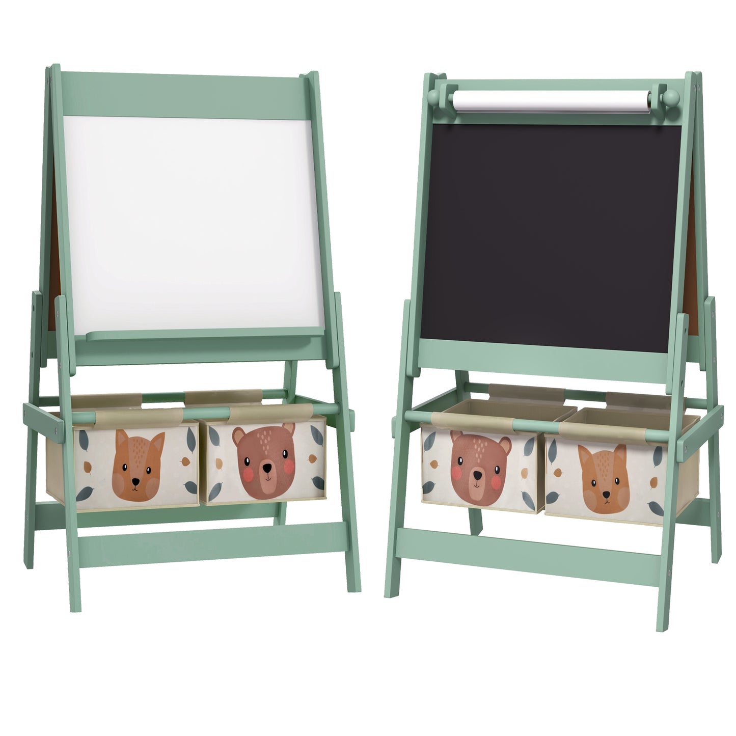 Aiyaplay Caballete Para Niños 3 En 1 Doble Cara Rollo Papel 54x46,5x93 Cm Verde_0