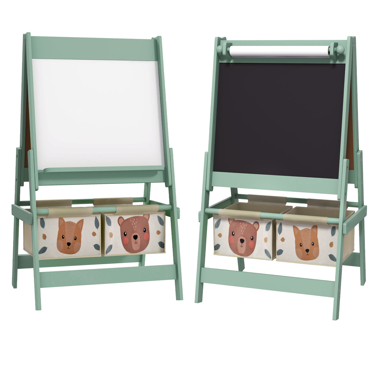 Aiyaplay Caballete Para Niños 3 En 1 Doble Cara Rollo Papel 54x46,5x93 Cm Verde_0