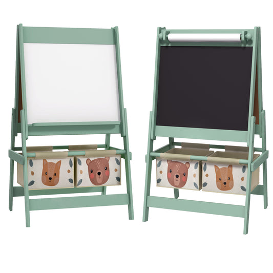 Aiyaplay Caballete Para Niños 3 En 1 Doble Cara Rollo Papel 54x46,5x93 Cm Verde_0