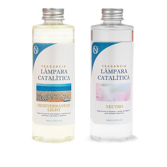 Pack Ahorro 2x Fragancias Lámpara Catalítica 200ml: 1 Aroma Mediterranean Light + Limpiador Neutro_0