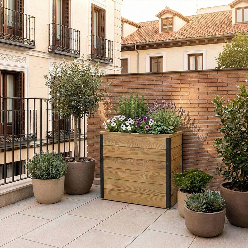 Jardinera Con Autorriego De Madera Nidum Interior Y Exterior Hortalia 60x34x60 Cm_1