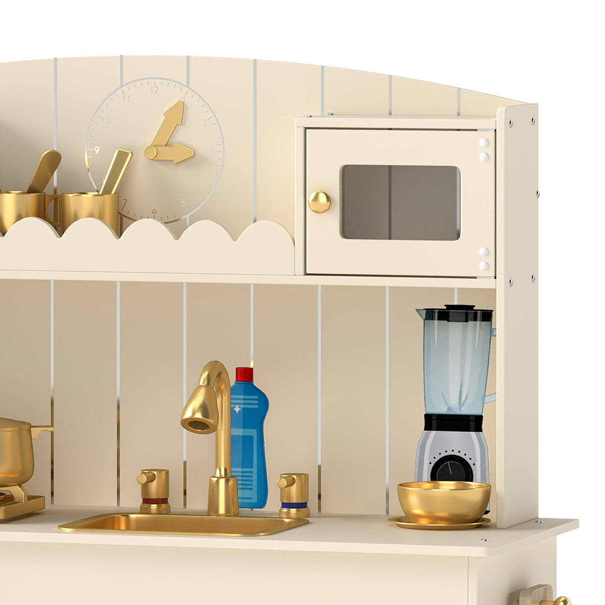 Aiyaplay Cocina De Juguete De Madera Con Luces Y Sonidos 4 Cestas De Tela Crema_4