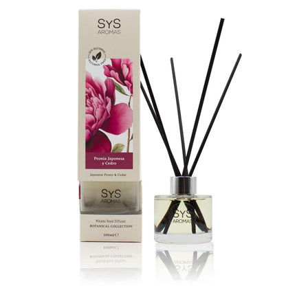 Ambientador Mikado Peonía Japonesa y Cedro Botanical SYS Aromas 100 ml | Floral y Amaderado | Sin Alcohol_0