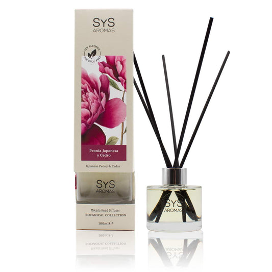 Ambientador Mikado Peonía Japonesa y Cedro Botanical SYS Aromas 100 ml | Floral y Amaderado | Sin Alcohol_0