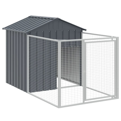 Caseta Perros Con Tejado Acero Galvanizado Gris 117x405x123 Cm_5