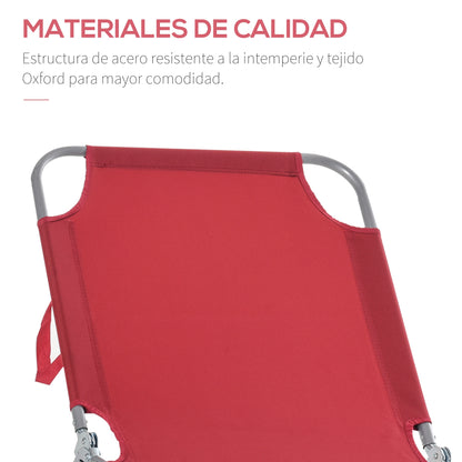 Outsunny Tumbona Plegable Respaldo Ajustable En 5 Niveles 187x55x24 Cm Burdeos_5