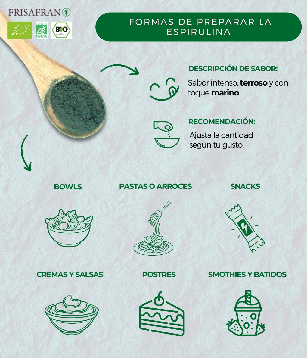 Espirulina En Polvo Ecológica - Calidad Y Sabor | Frisafran 100 G_4