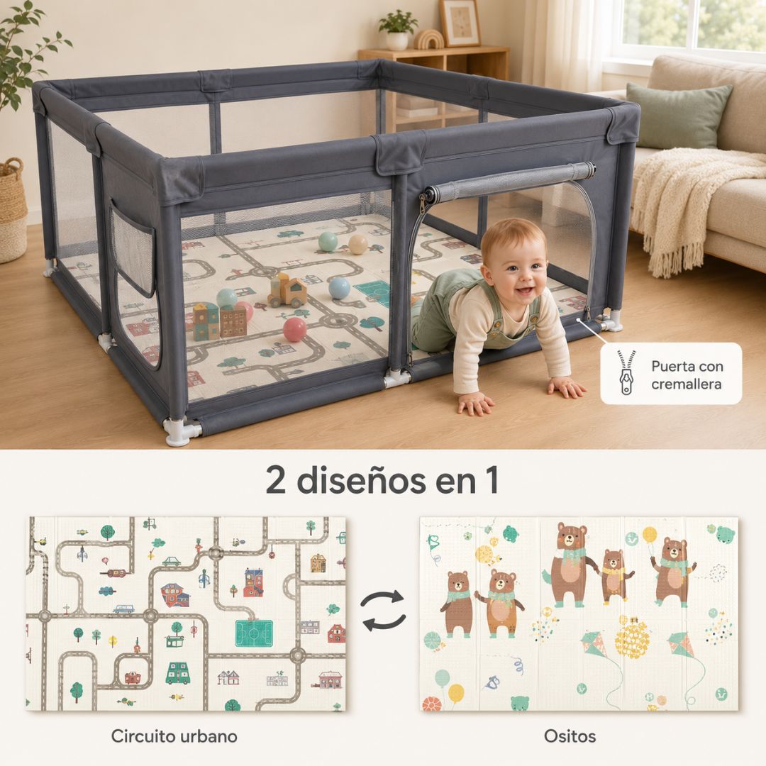 Parque Infantil Para Bebés Con Alfombra Reversible, Pelotas De Piscina De Bolas, Bolsa De Transporte Bathby_3
