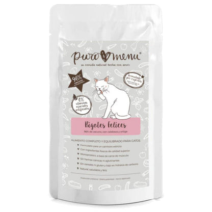 Comida húmeda Barf gatos Bigotes felices (Vacuno) BIO Puromenu 100 g