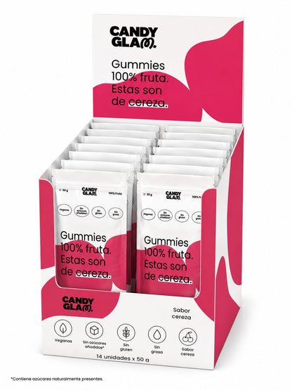 Gummies 100% Fruta Pack De 14 Cereza – Snack Saludable Vegano Sin Azúcares Añadidos_0