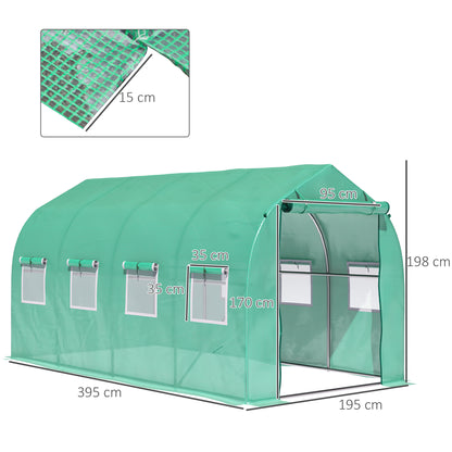 Outsunny Invernadero De Exterior 4x2x2 M Con 8 Ventanas De Malla Verde_2