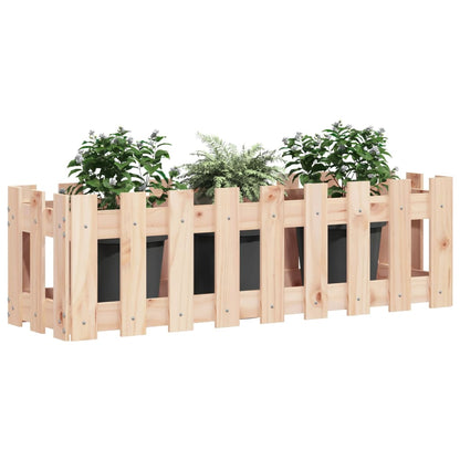 Arriate Elevado Jardín Con Valla Madera Maciza Pino 100x30x30cm_2
