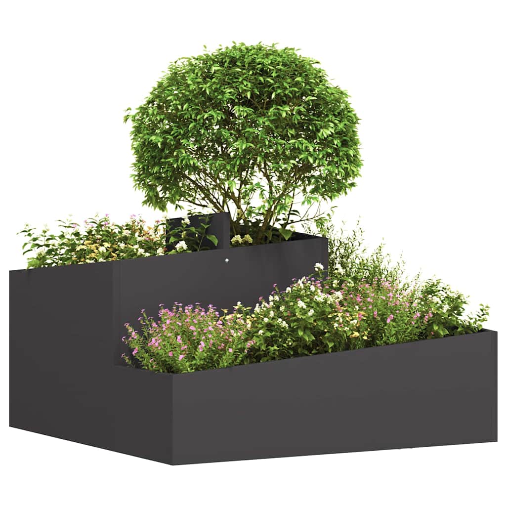Macetero De Jardín Negro 80 X 80 X 50 Cm Acero Laminado En Frío_2