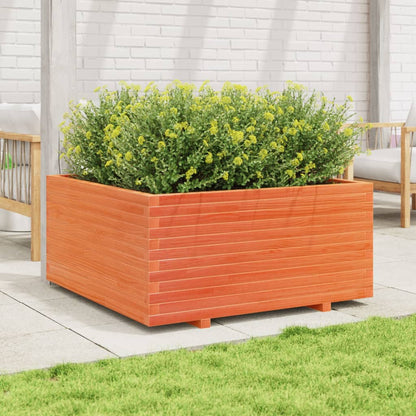 Jardinera Madera Maciza De Pino Marrón Cera 100x100x49,5 Cm_2