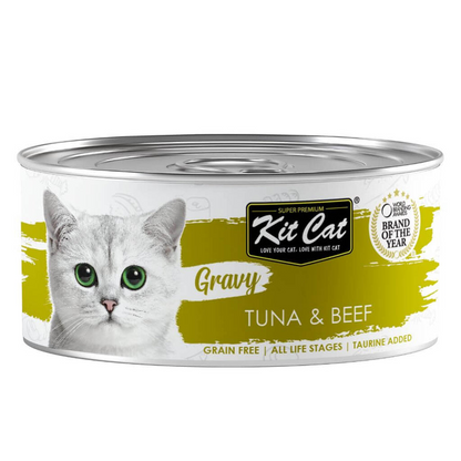 Kit Cat Lata Gravy - Atún &amp; Ternera 70 g Comida húmeda para gatos en salsa