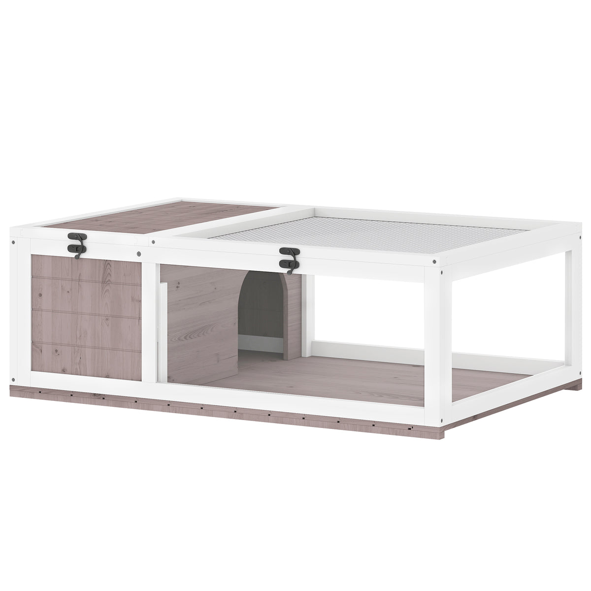 Pawhut Casa Para Tortugas De Madera Con Techo De Malla 91x60,5x32 Cm Marrón_0